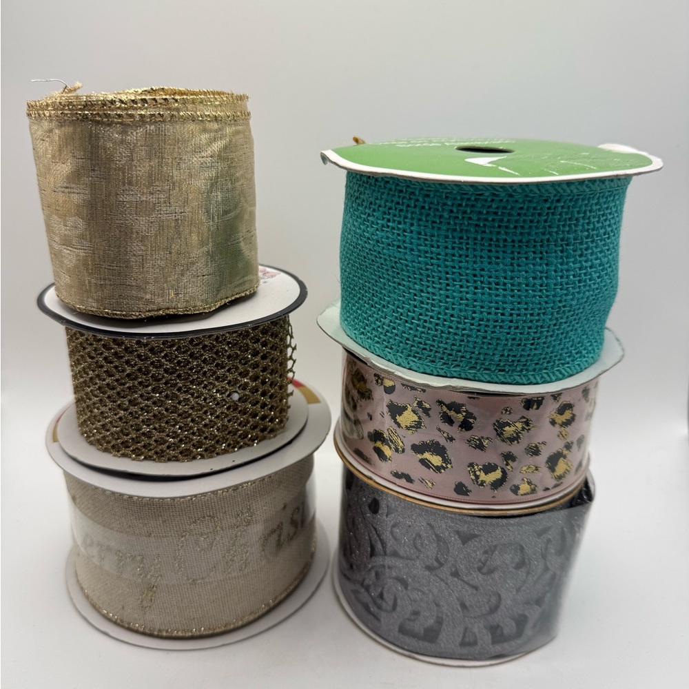 Luxurious Ribbon Collection - Gold, Teal, Silver, 6 Pieces